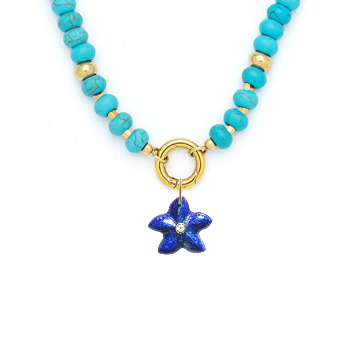 Star Fish Pendant and Raya Gemstone Necklace