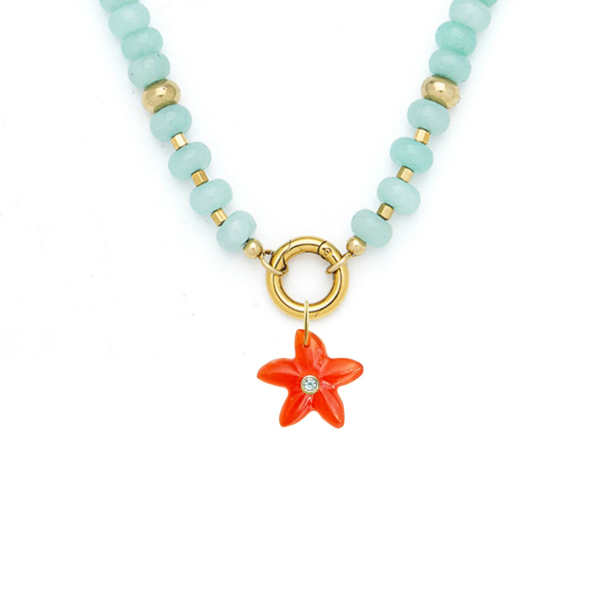 Star Fish Pendant and Raya Gemstone Necklace