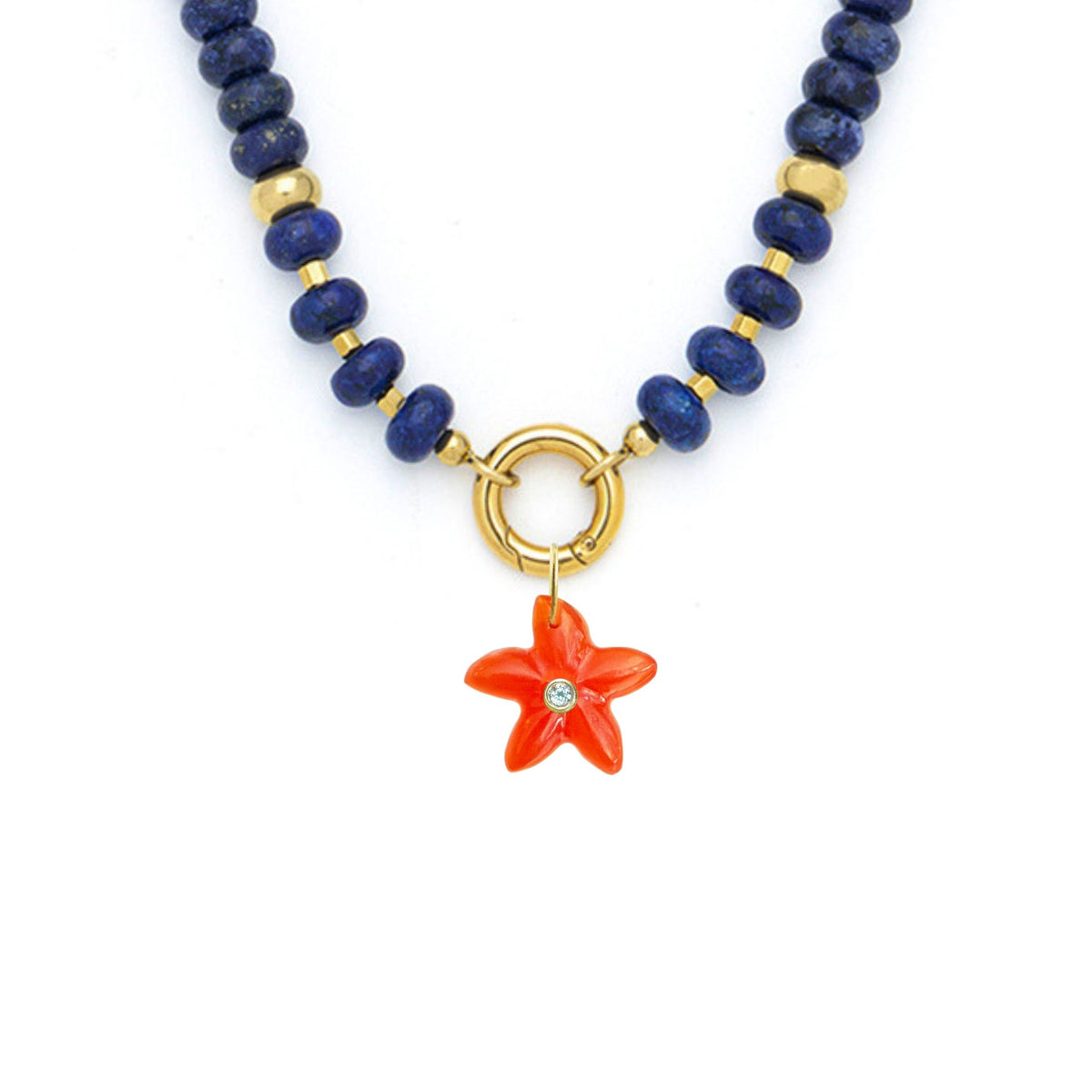 Star Fish Pendant and Raya Gemstone Necklace