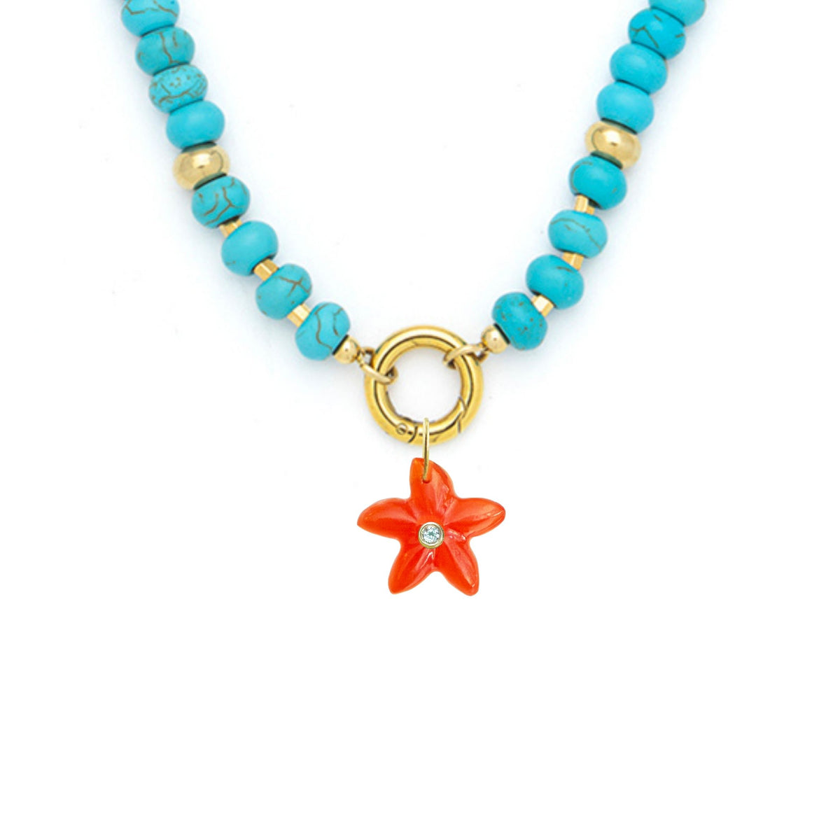Star Fish Pendant and Raya Gemstone Necklace