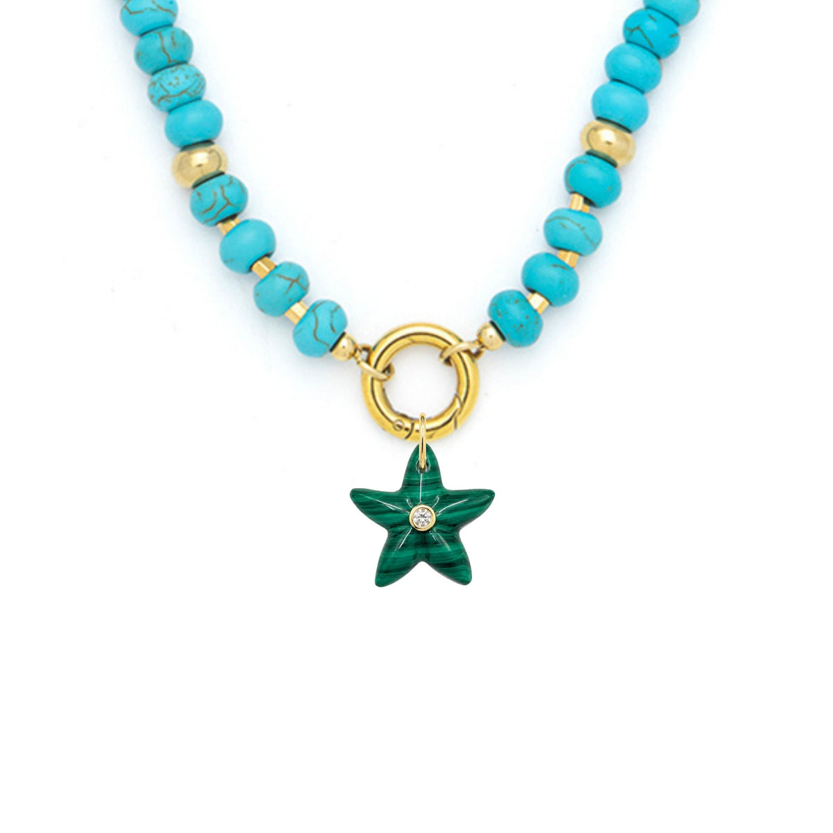 Star Fish Pendant and Raya Gemstone Necklace