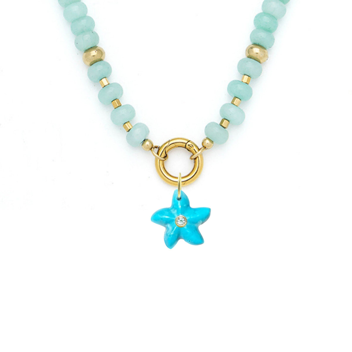 Star Fish Pendant and Raya Gemstone Necklace