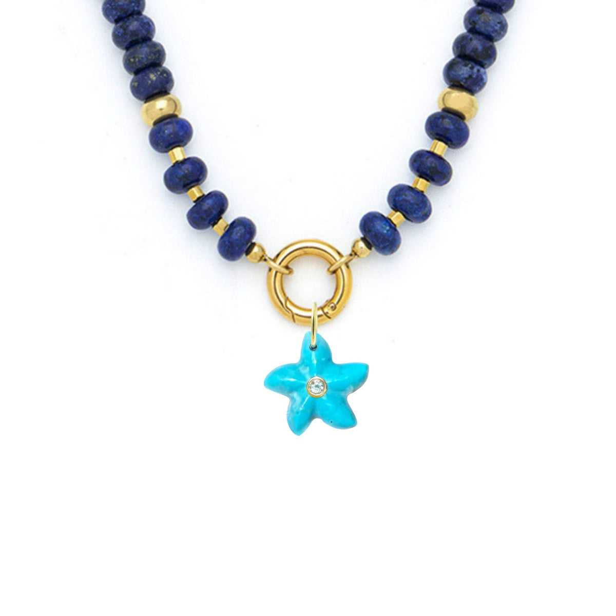 Star Fish Pendant and Raya Gemstone Necklace