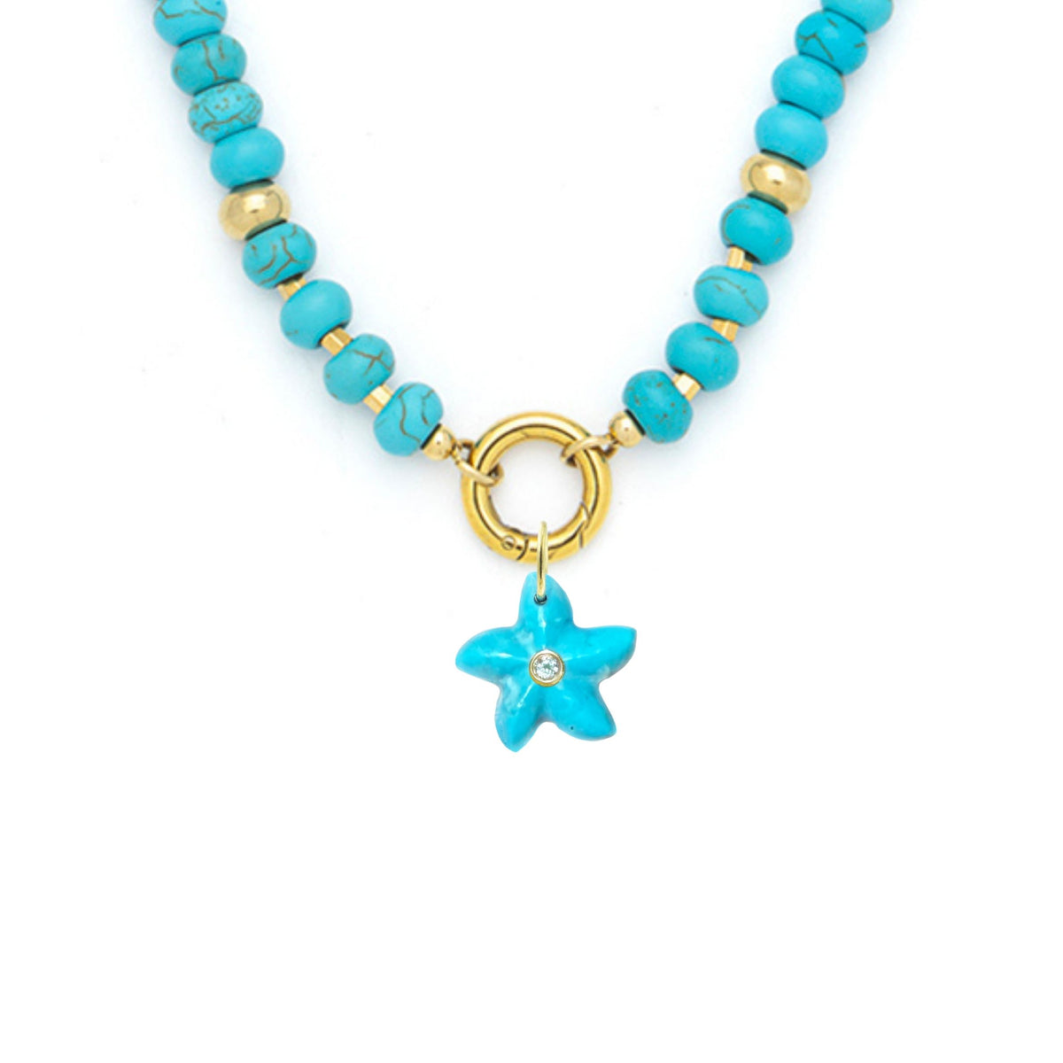 Star Fish Pendant and Raya Gemstone Necklace