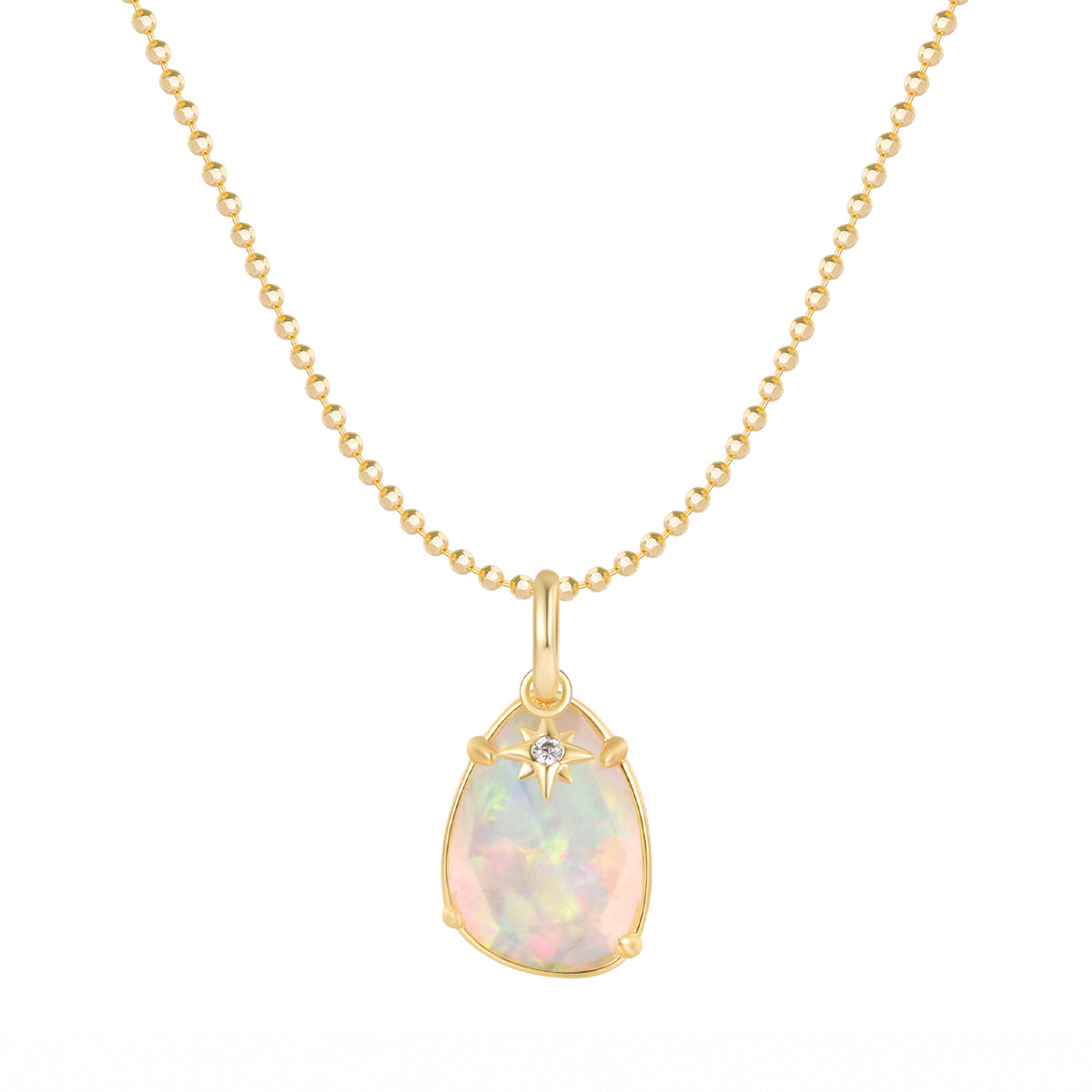 Stella Prism Opal Pendant Necklace with Star Charm