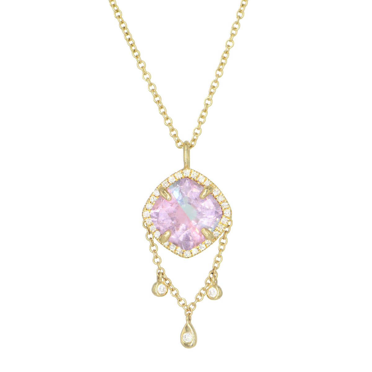 Tricolor Dreamcatcher Gemstone Necklace with Lab-Grown Diamonds