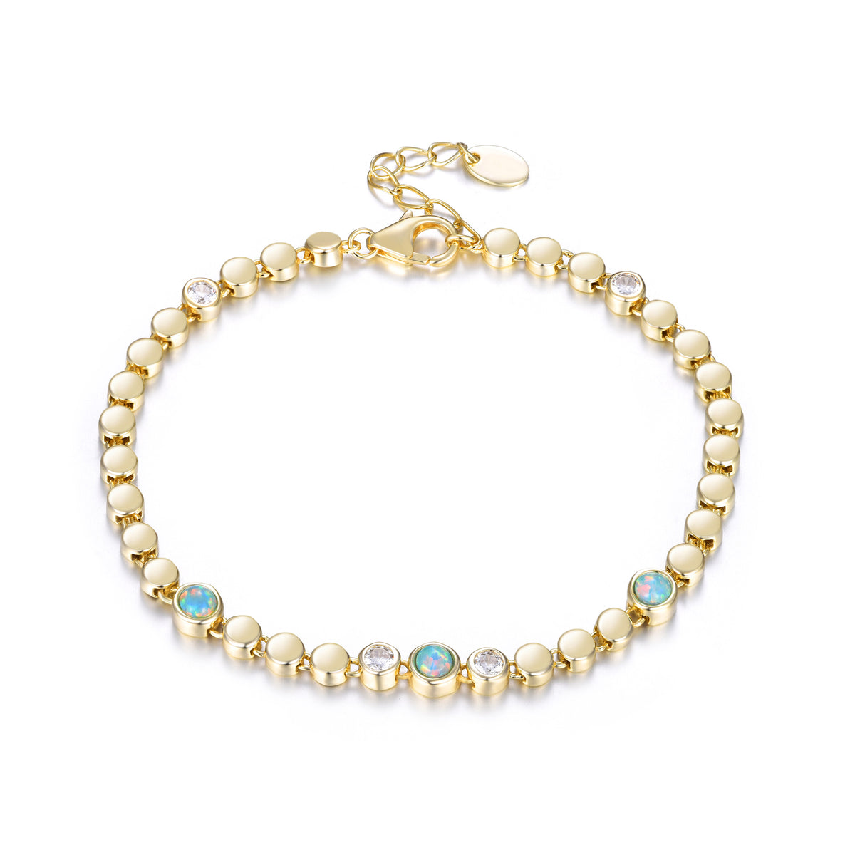 Triple Bezel Opal and CZ Bracelet