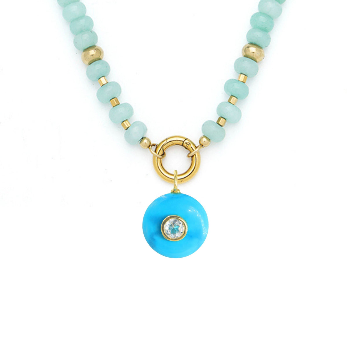 Turquoise Howlite Pendant and Raya Gemstone Necklace