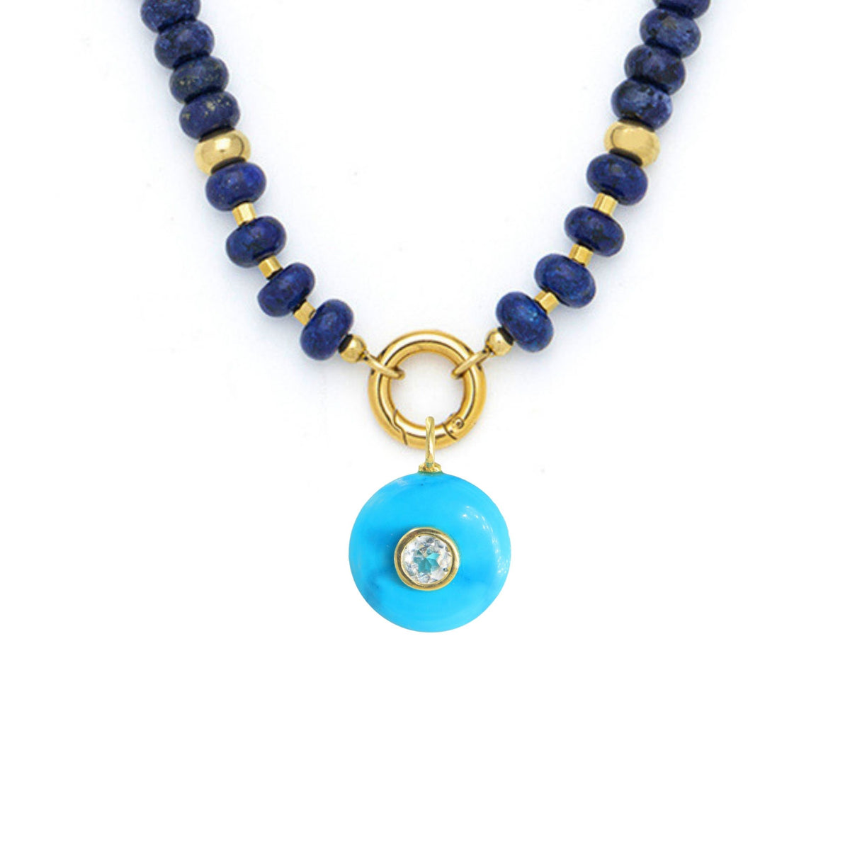 Turquoise Howlite Pendant and Raya Gemstone Necklace