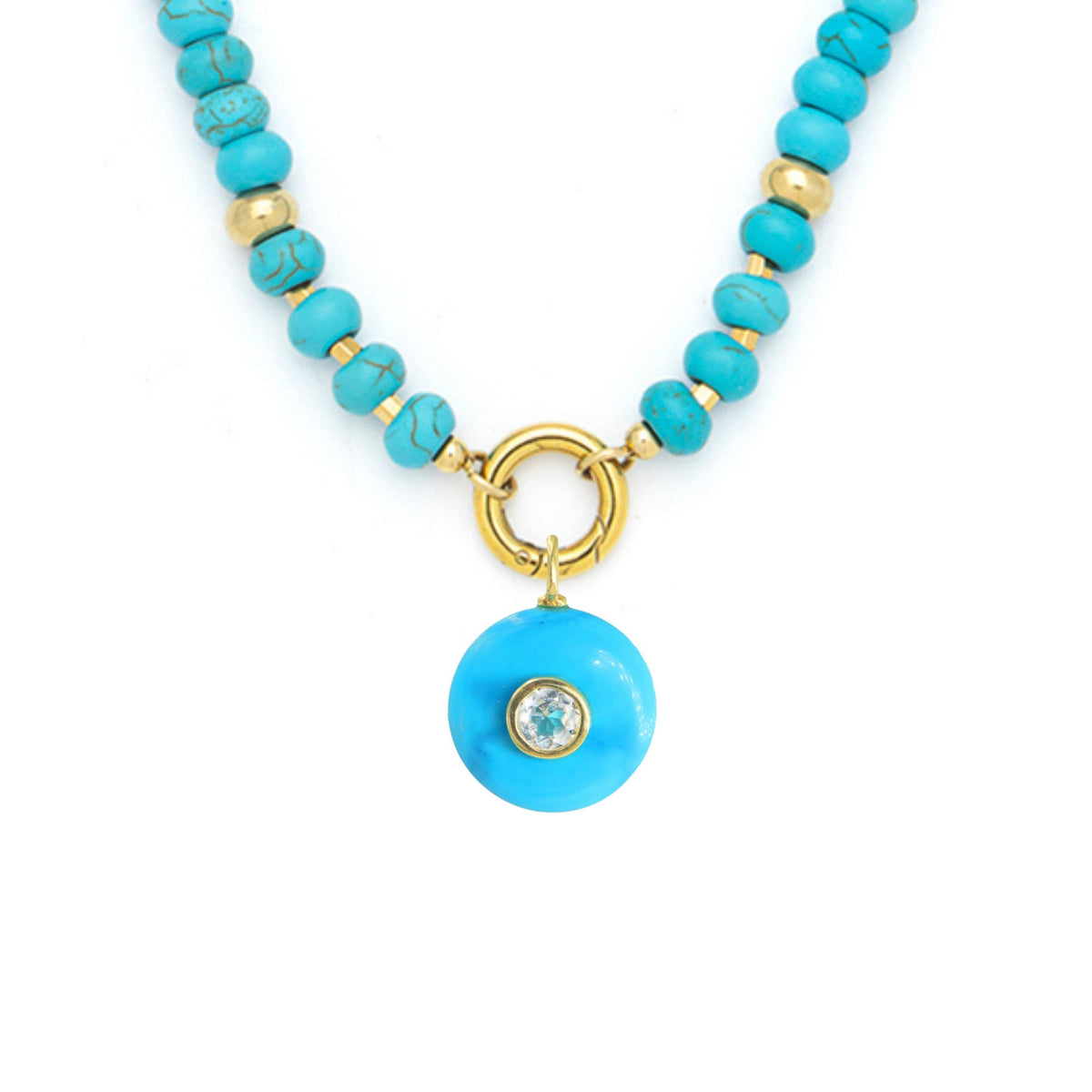 Turquoise Howlite Pendant and Raya Gemstone Necklace