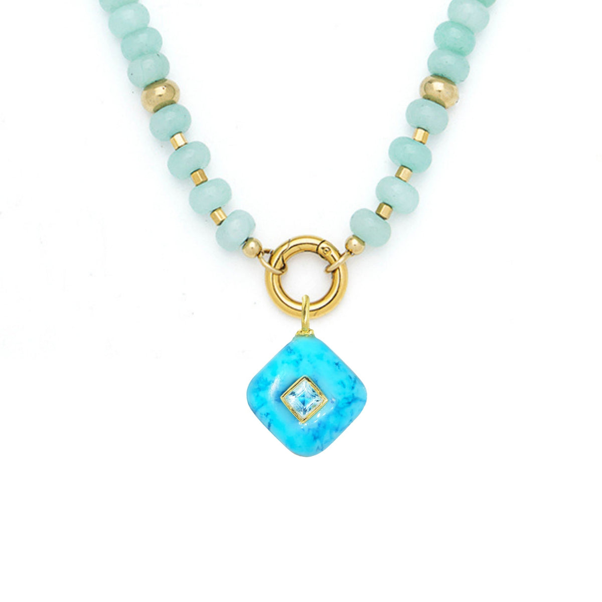 Turquoise Howlite Pendant and Raya Gemstone Necklace