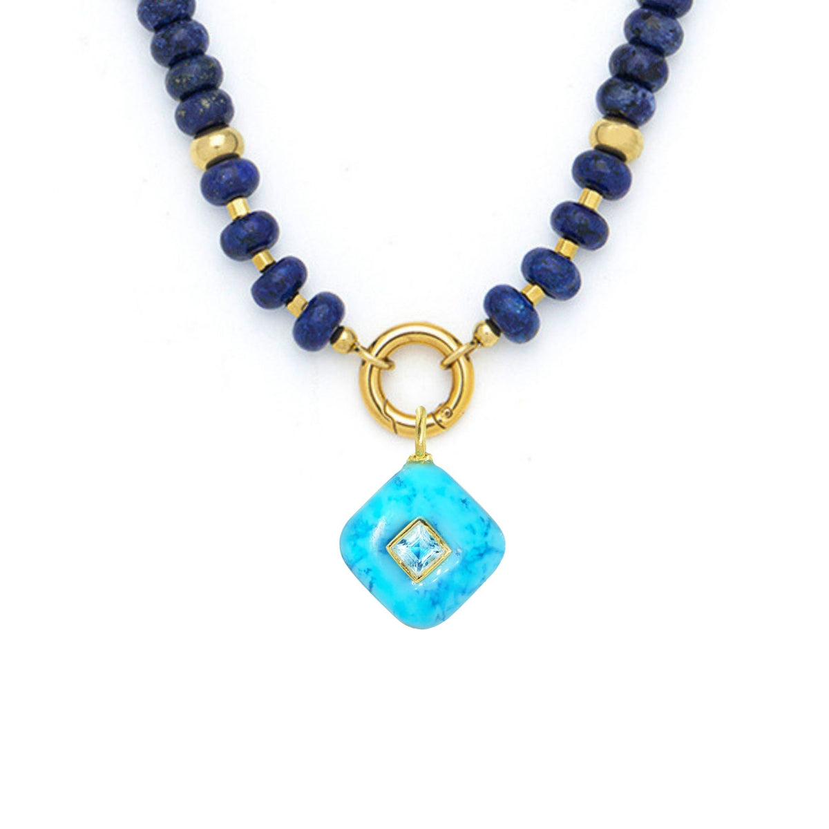 Turquoise Howlite Pendant and Raya Gemstone Necklace