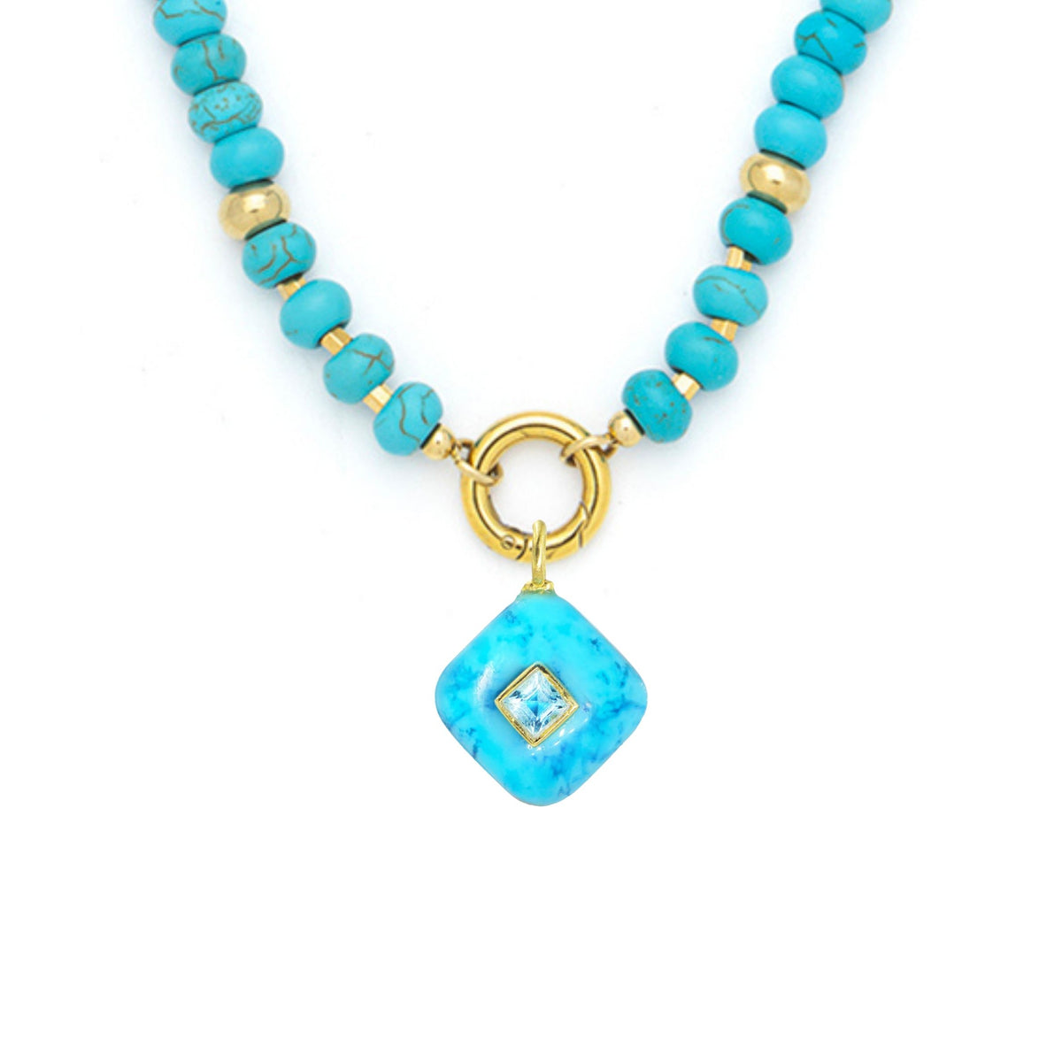 Turquoise Howlite Pendant and Raya Gemstone Necklace
