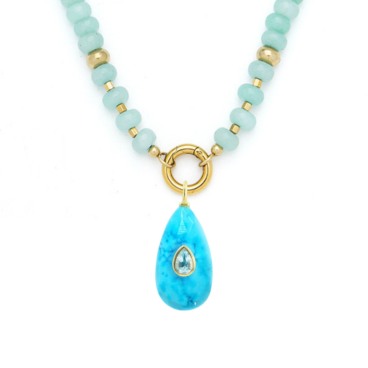 Turquoise Howlite Pendant and Raya Gemstone Necklace