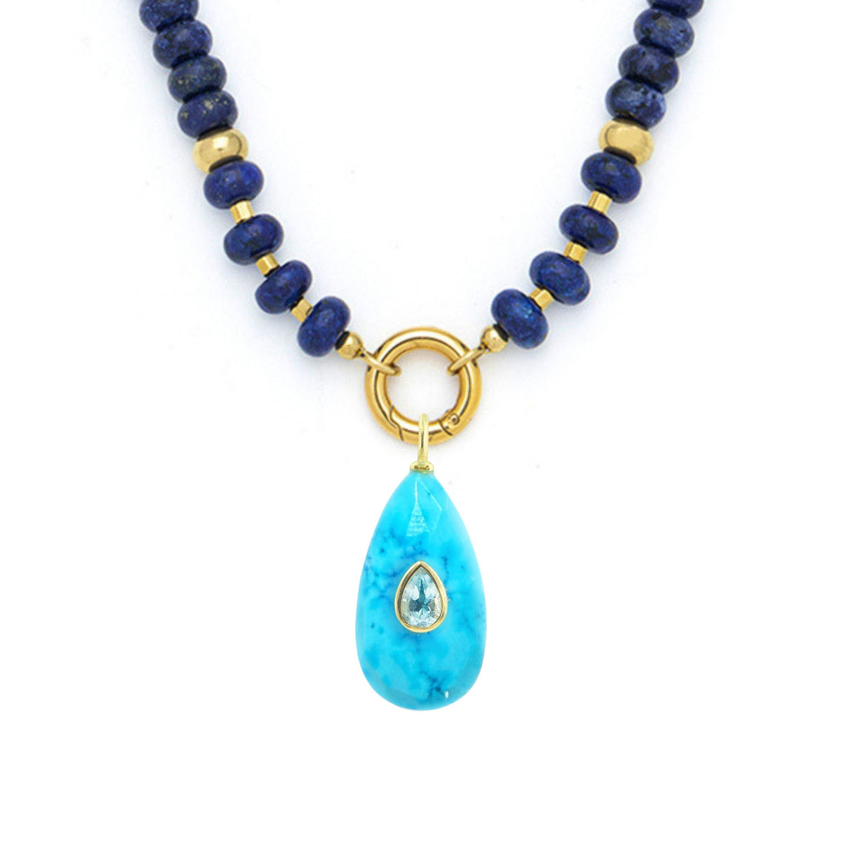 Turquoise Howlite Pendant and Raya Gemstone Necklace