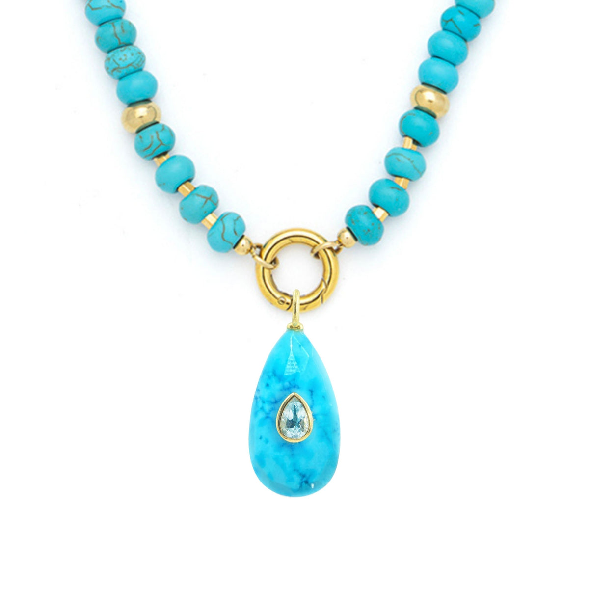 Turquoise Howlite Pendant and Raya Gemstone Necklace