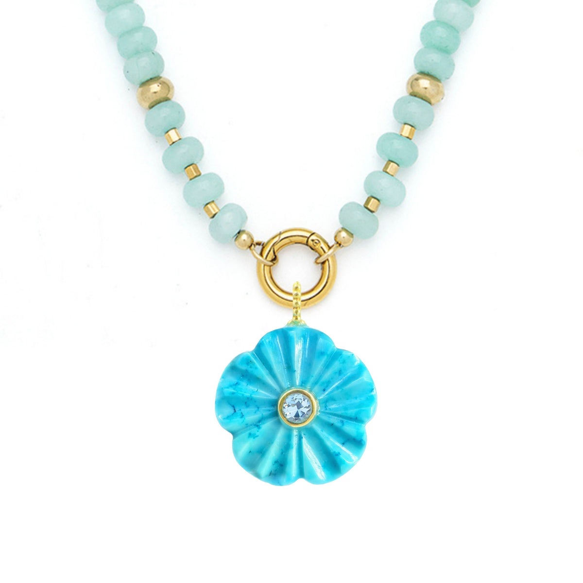 Turquoise Howlite Pendant and Raya Gemstone Necklace