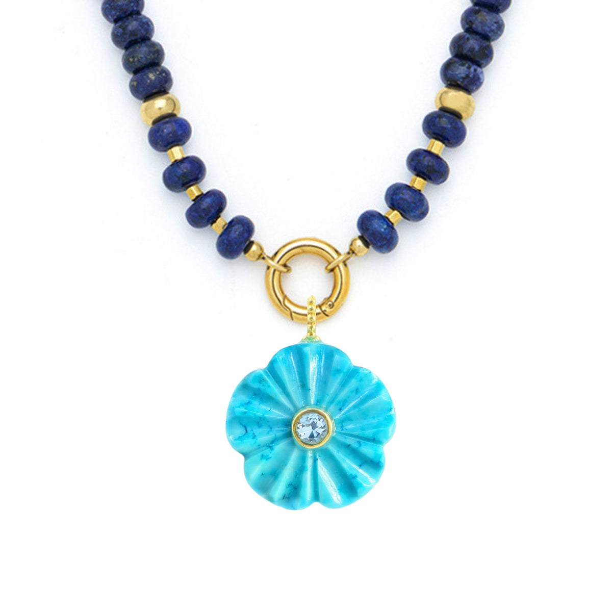 Turquoise Howlite Pendant and Raya Gemstone Necklace