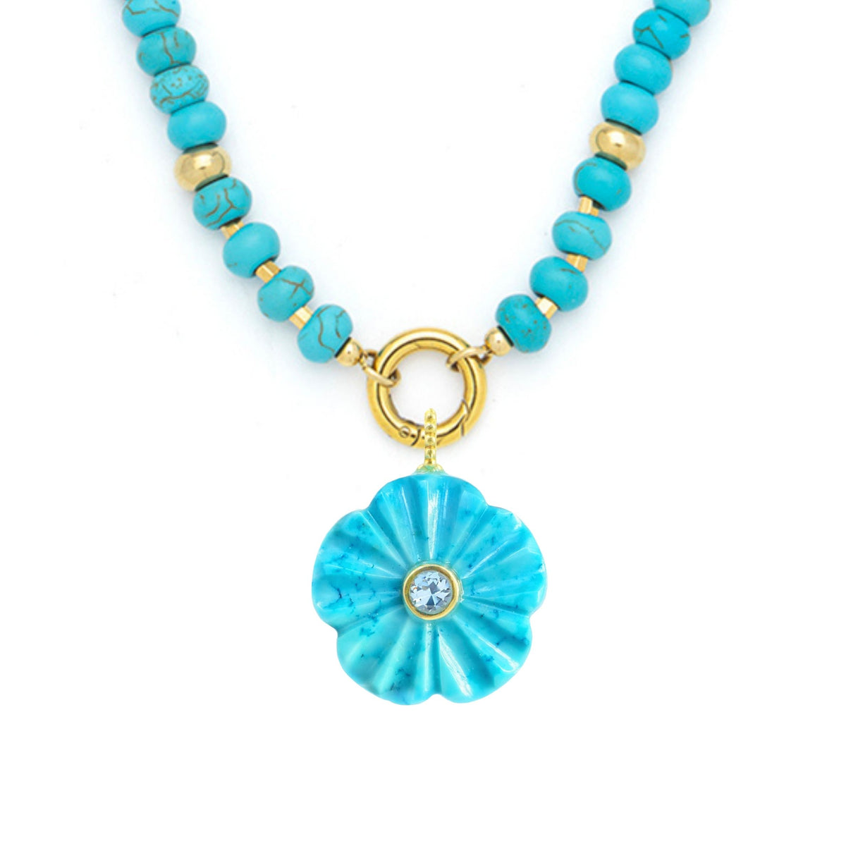 Turquoise Howlite Pendant and Raya Gemstone Necklace
