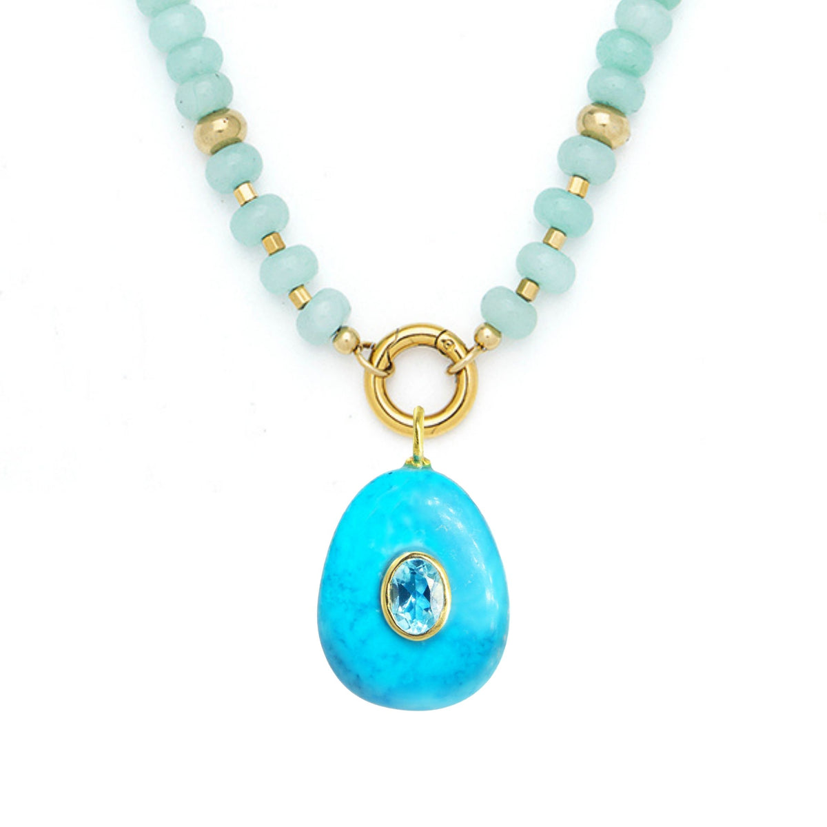 Turquoise Howlite Pendant and Raya Gemstone Necklace