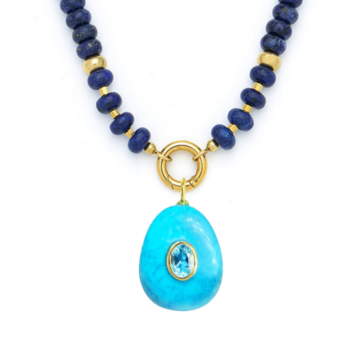 Turquoise Howlite Pendant and Raya Gemstone Necklace