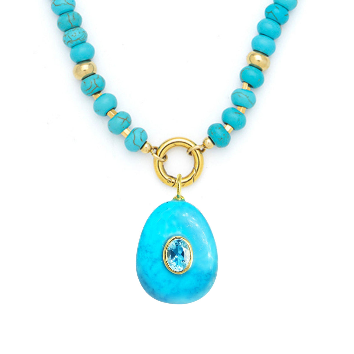 Turquoise Howlite Pendant and Raya Gemstone Necklace
