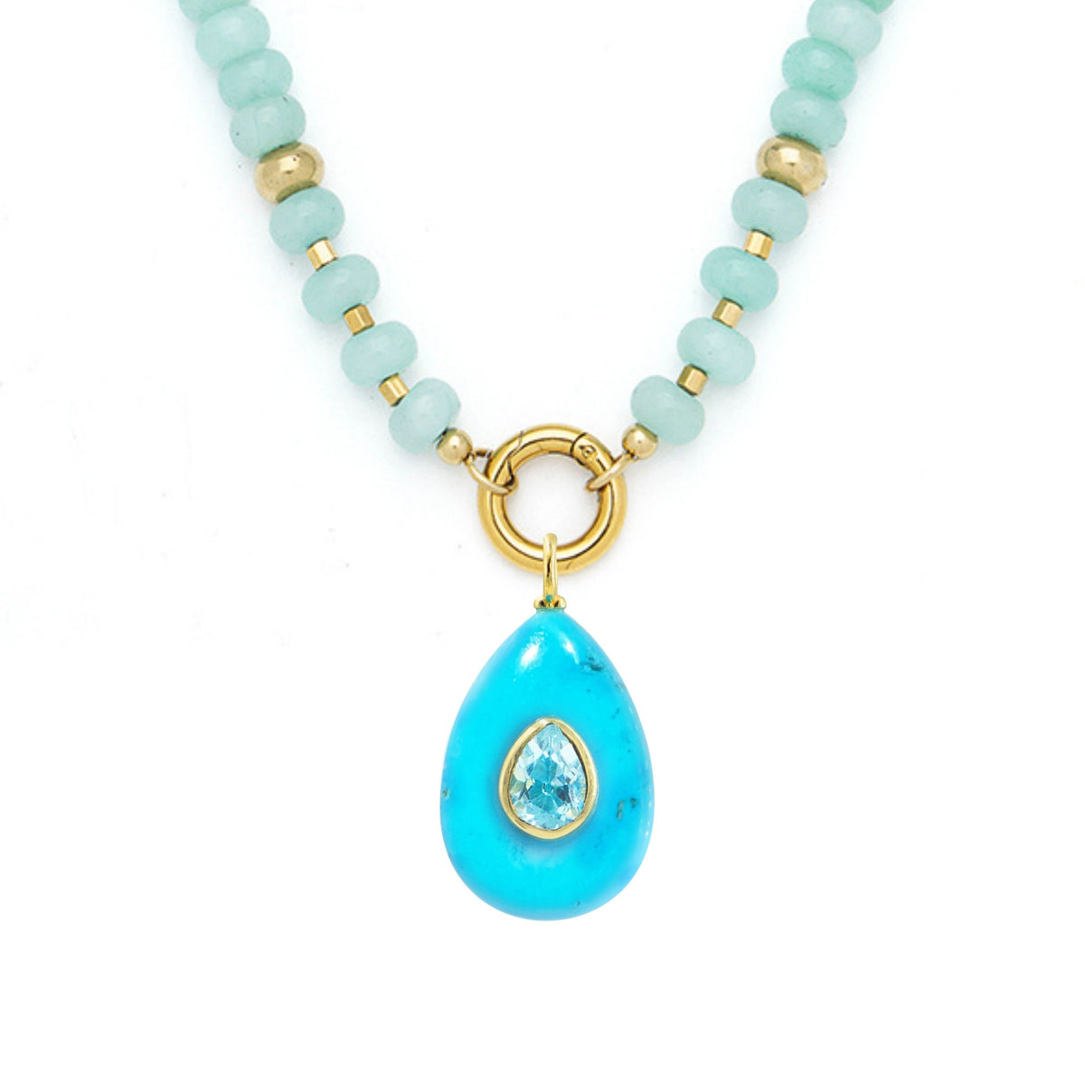 Turquoise Howlite Pendant and Raya Gemstone Necklace