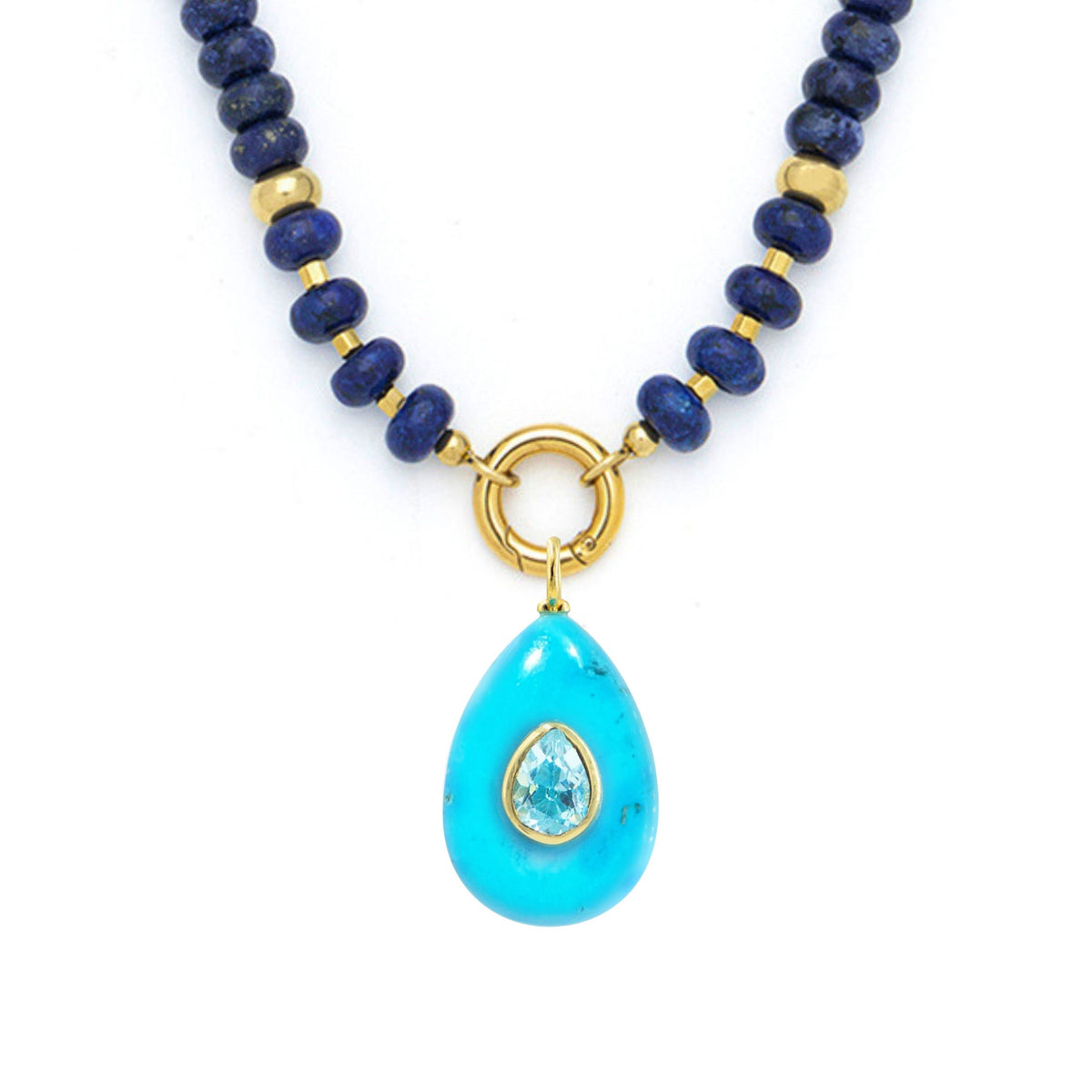 Turquoise Howlite Pendant and Raya Gemstone Necklace