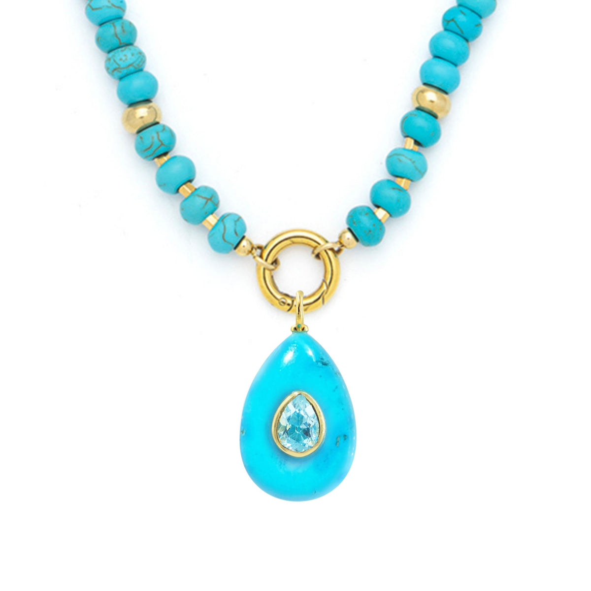 Turquoise Howlite Pendant and Raya Gemstone Necklace