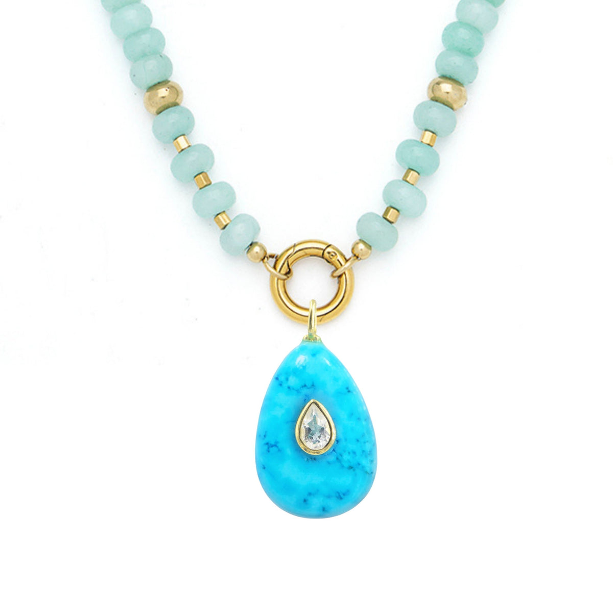 Turquoise Howlite Pendant and Raya Gemstone Necklace