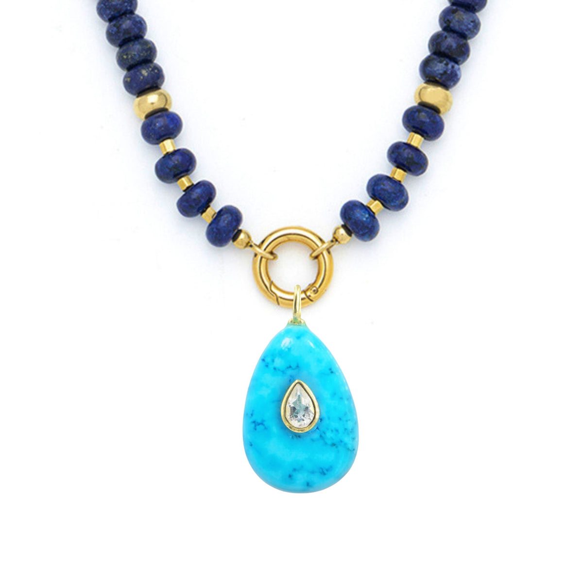 Turquoise Howlite Pendant and Raya Gemstone Necklace