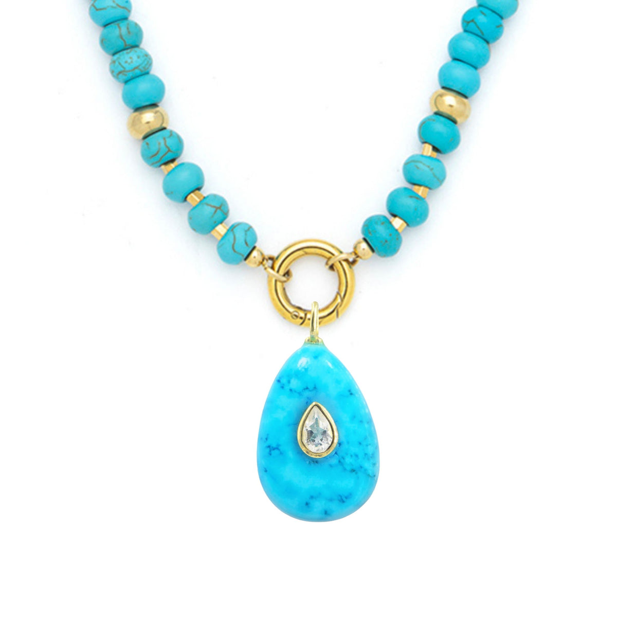 Turquoise Howlite Pendant and Raya Gemstone Necklace
