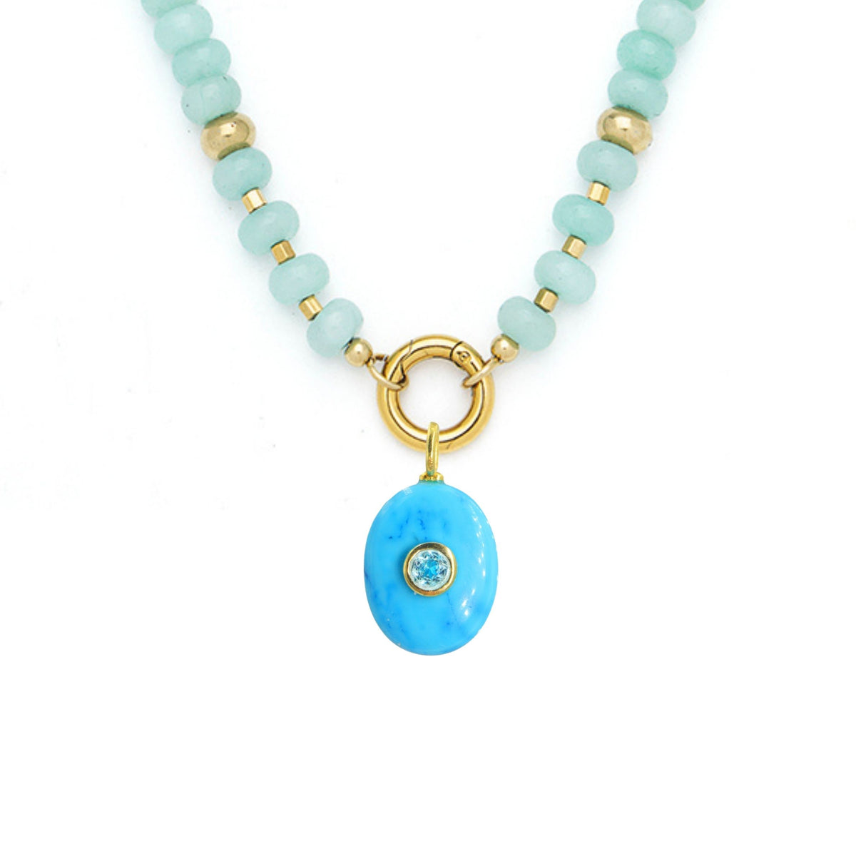 Turquoise Howlite Pendant and Raya Gemstone Necklace