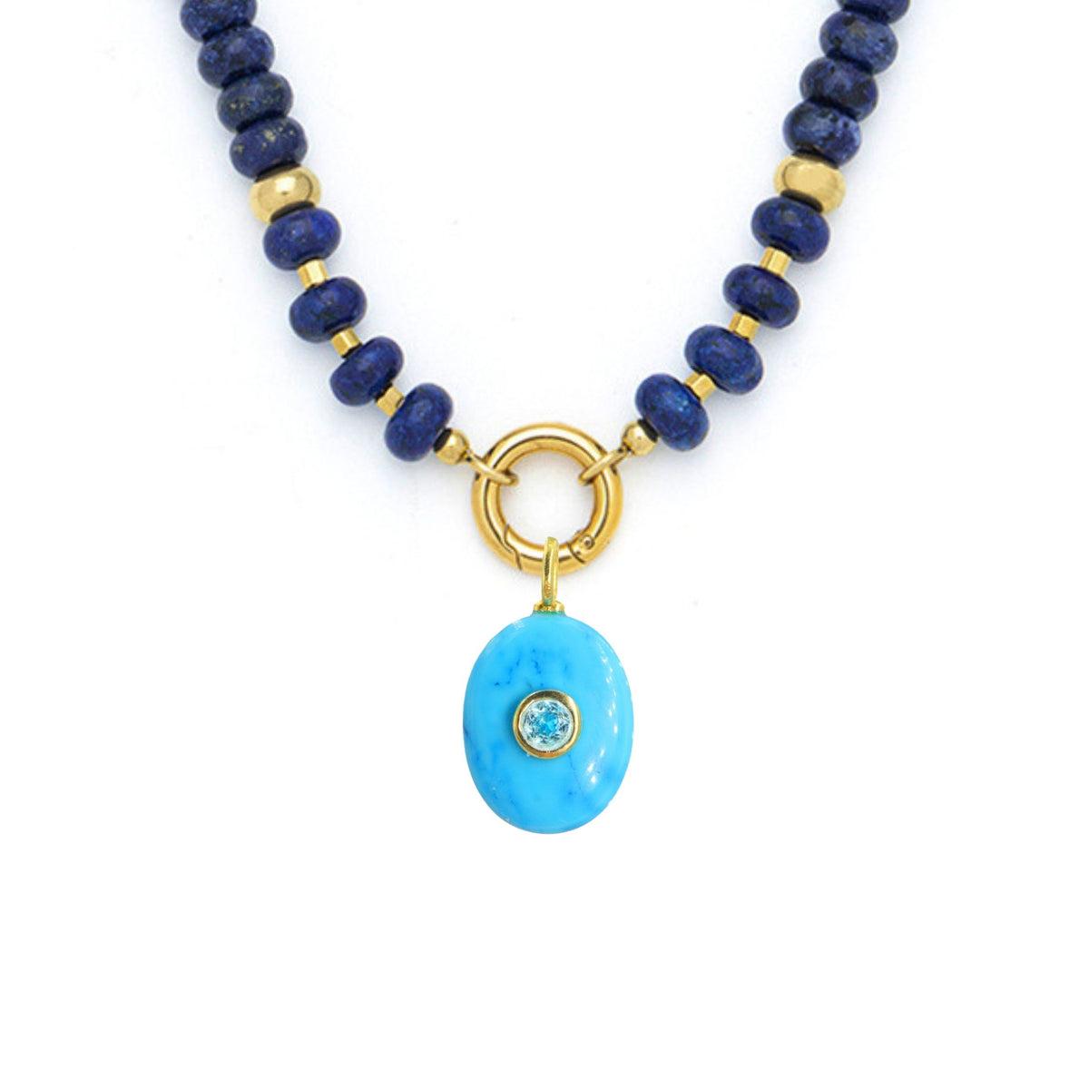 Turquoise Howlite Pendant and Raya Gemstone Necklace
