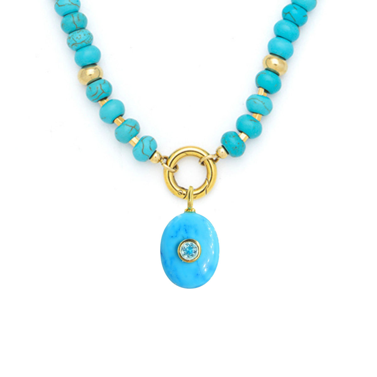 Turquoise Howlite Pendant and Raya Gemstone Necklace