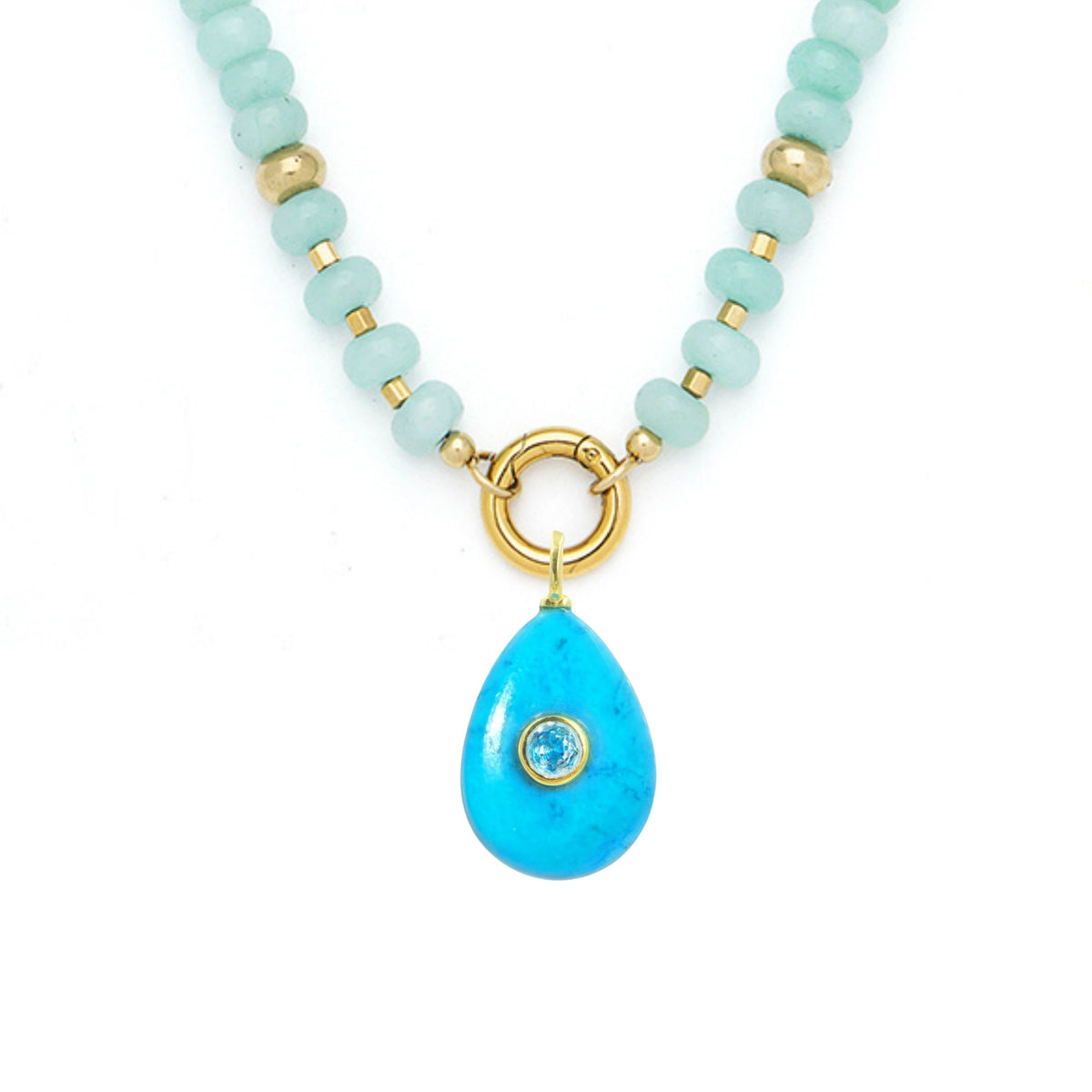 Turquoise Howlite Pendant and Raya Gemstone Necklace