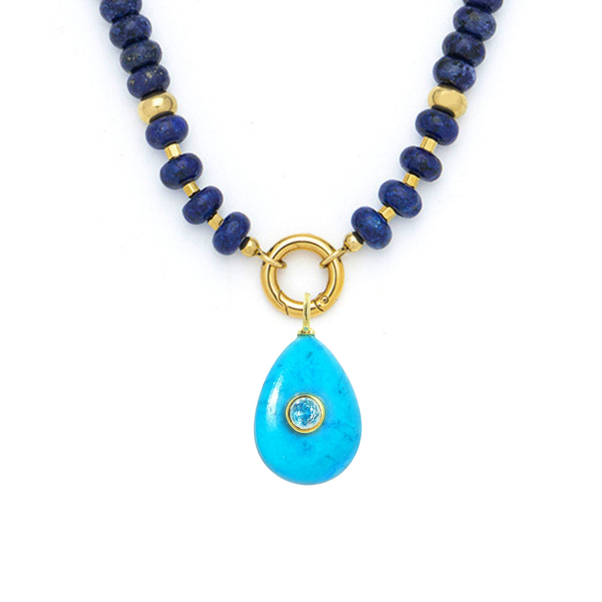 Turquoise Howlite Pendant and Raya Gemstone Necklace