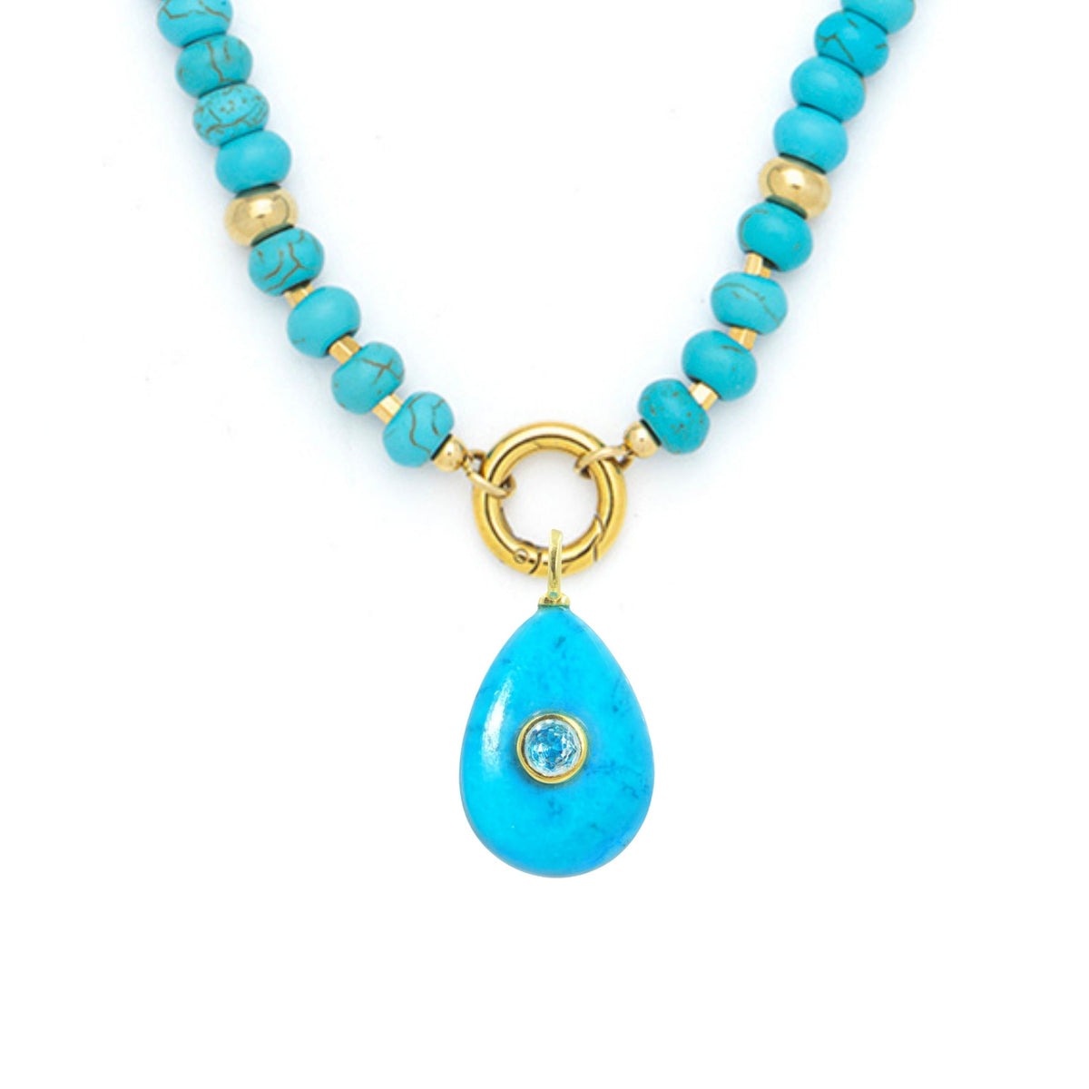 Turquoise Howlite Pendant and Raya Gemstone Necklace
