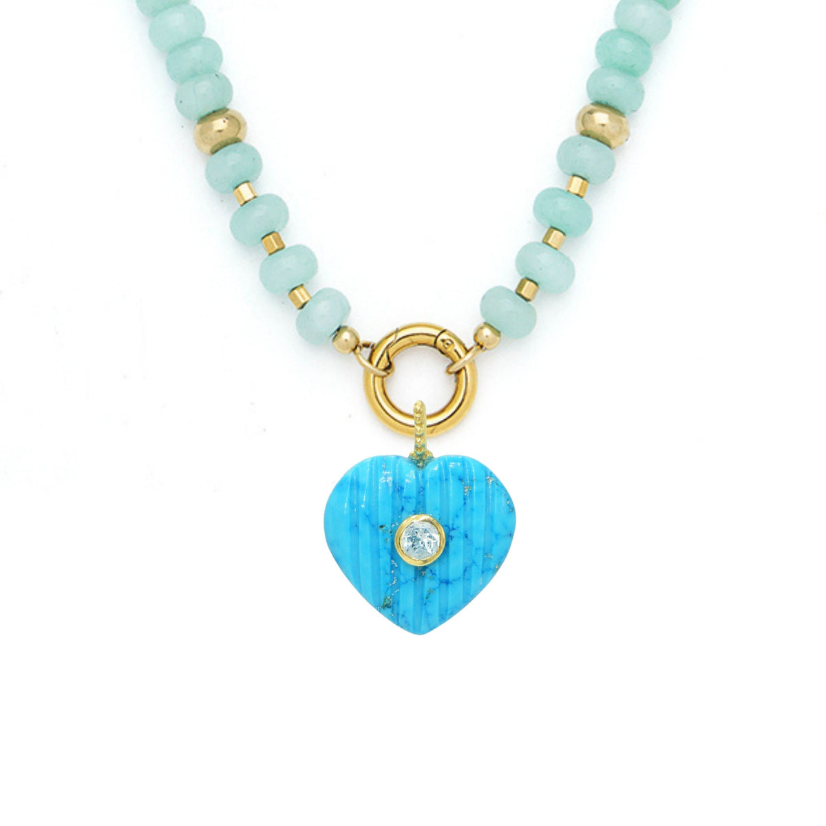 Turquoise Howlite Pendant and Raya Gemstone Necklace