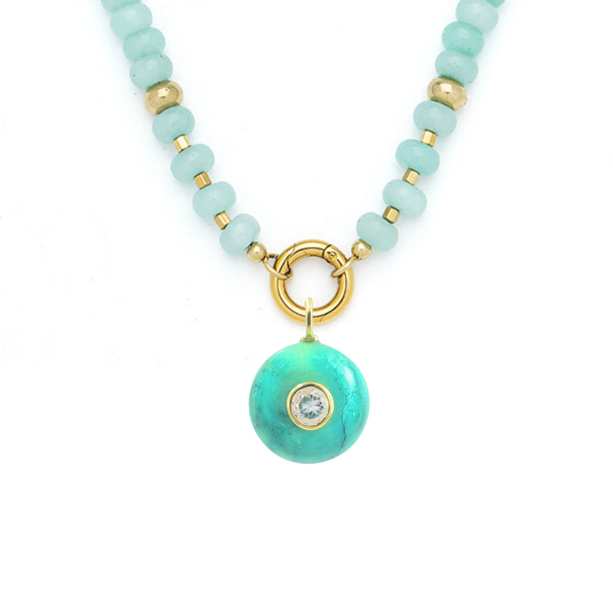 Turquoise Pendant and Raya Gemstone Necklace Amazonite