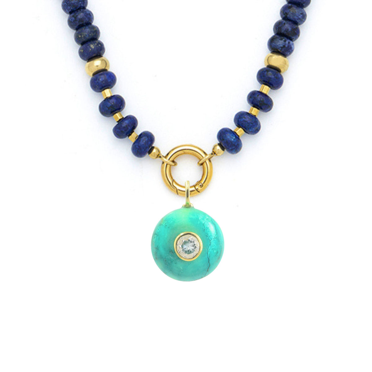 Turquoise Pendant and Raya Gemstone Necklace Lapis