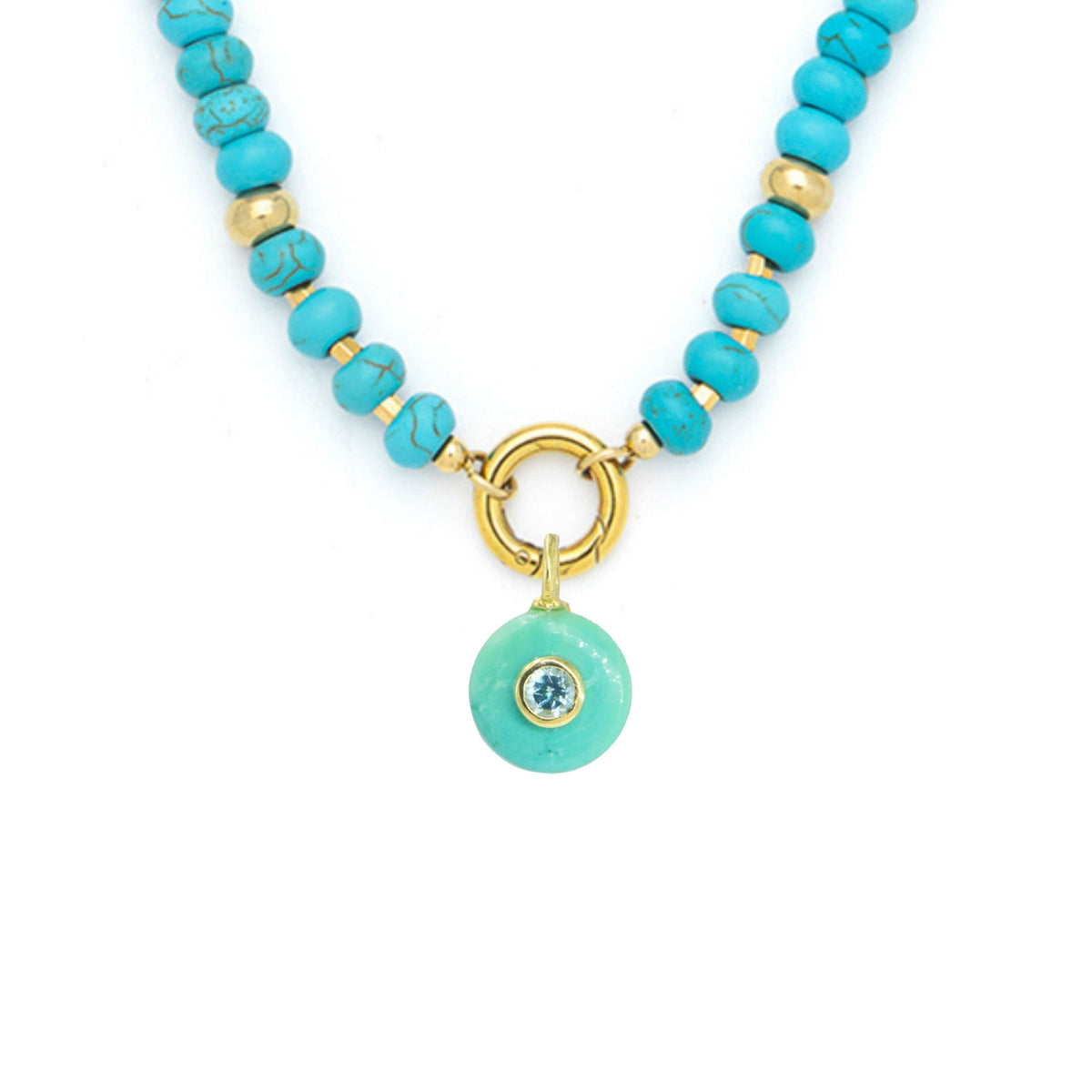 Turquoise Pendant and Raya Gemstone Necklace
