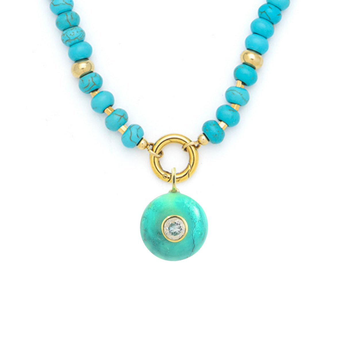 Turquoise Pendant and Raya Gemstone Necklace Turquoise