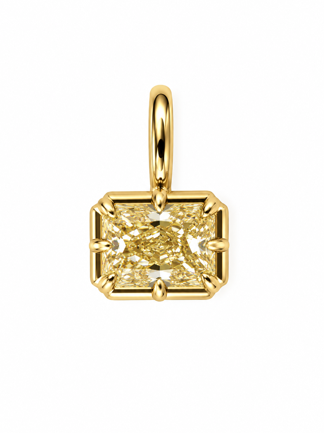Yellow Crushed Ice Rectangle Pendant With Prongs