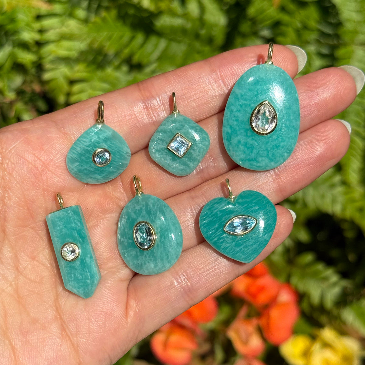 Amazonite Gemstone Pendant With Topaz