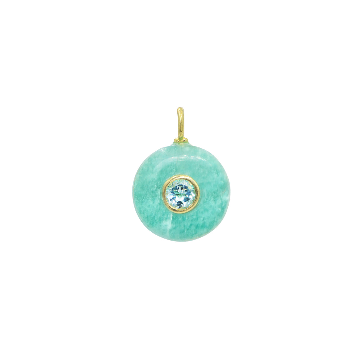 Amazonite Gemstone Pendant With Topaz Coin