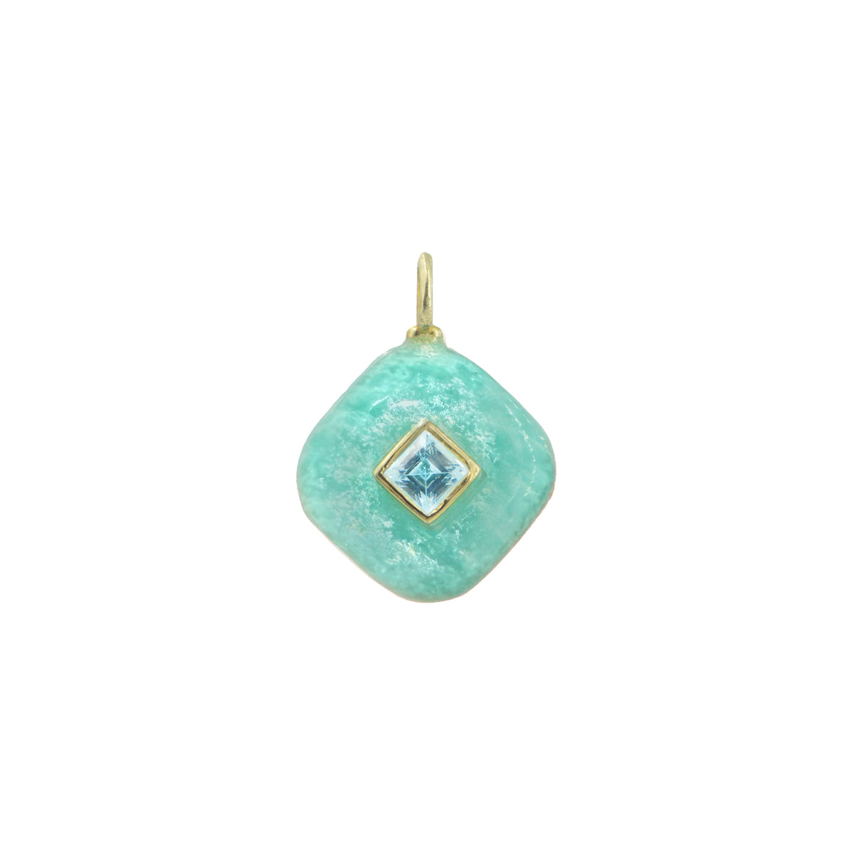 Amazonite Gemstone Pendant With Topaz Diamond