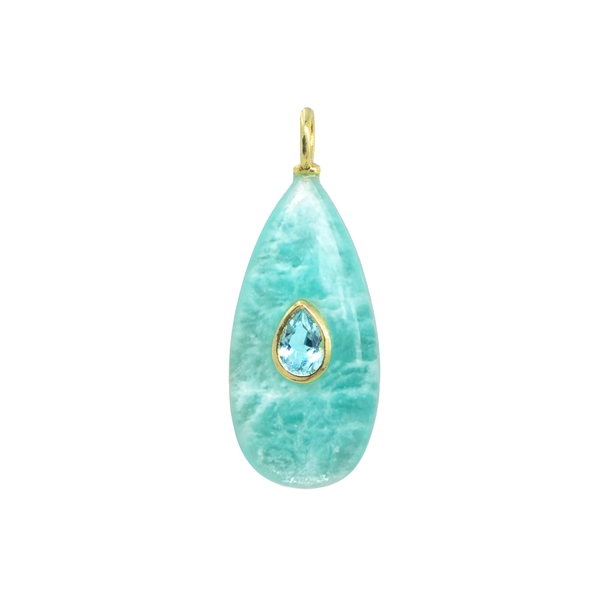 Amazonite Gemstone Pendant With Topaz Elongated Pear