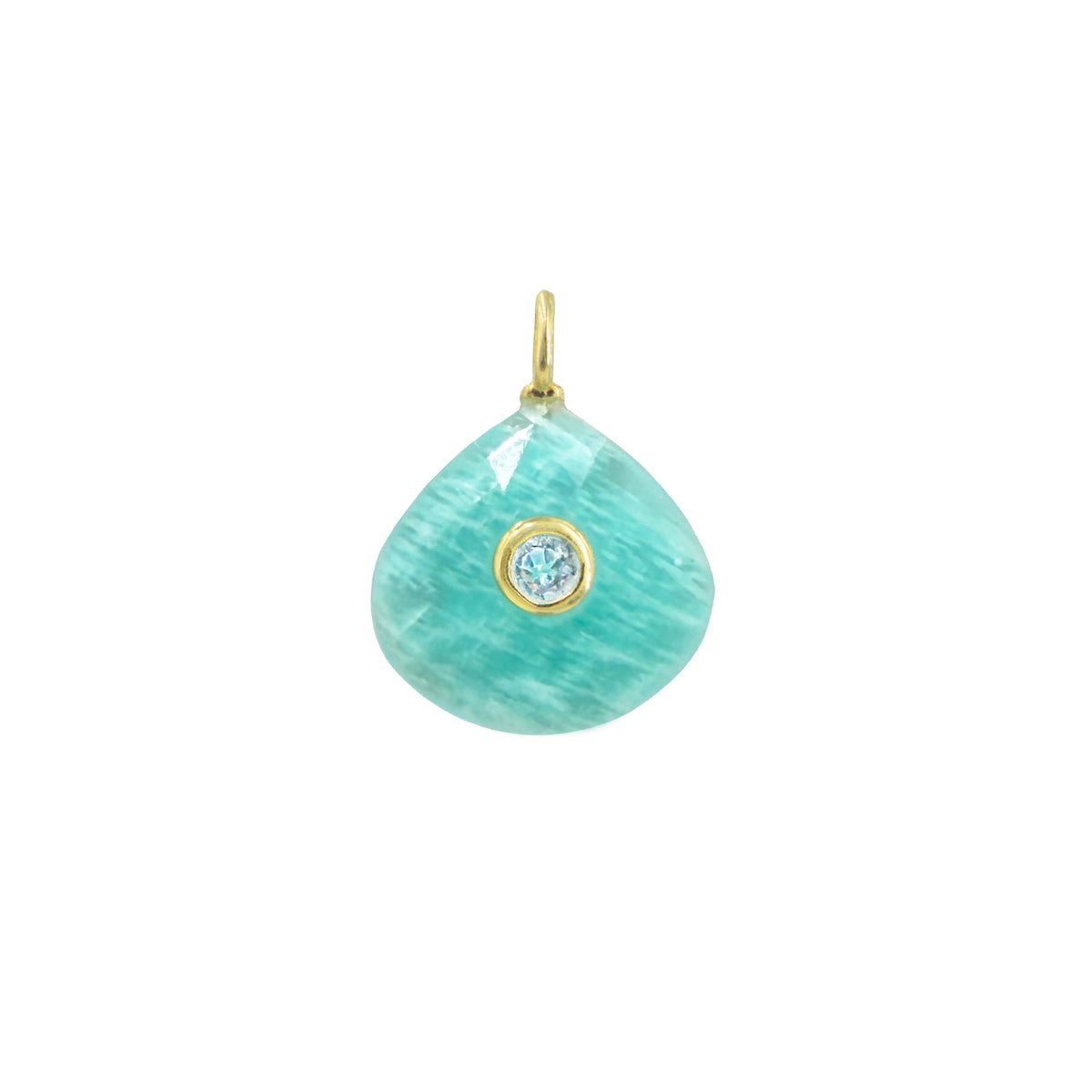 Amazonite Gemstone Pendant With Topaz Fan