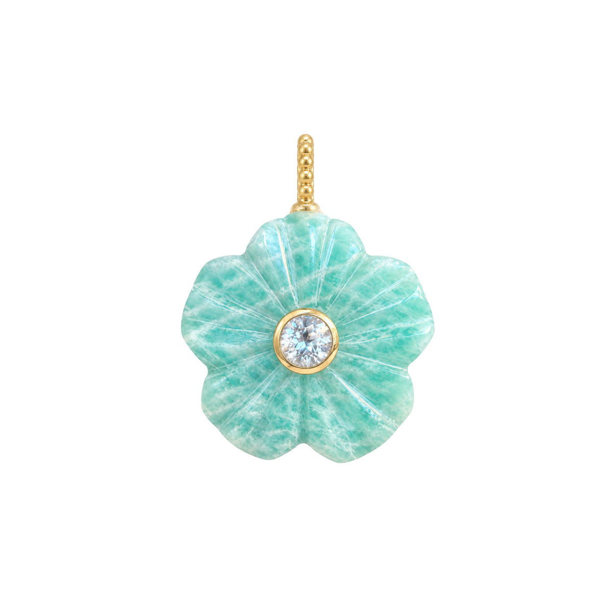 Flower Gemstone Pendant With Topaz Amazonite